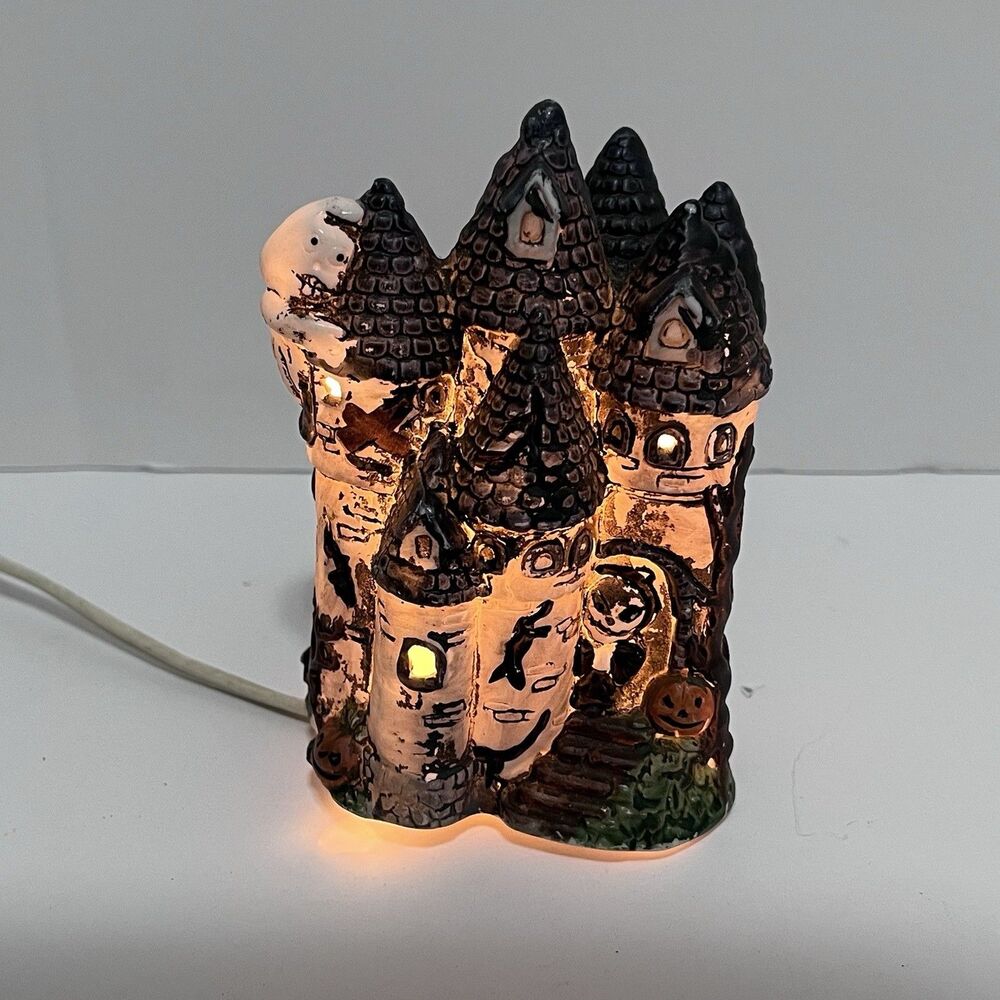 Vintage Halloween Haunted Ghost House  Lights  Porcelain  Lamp  Small